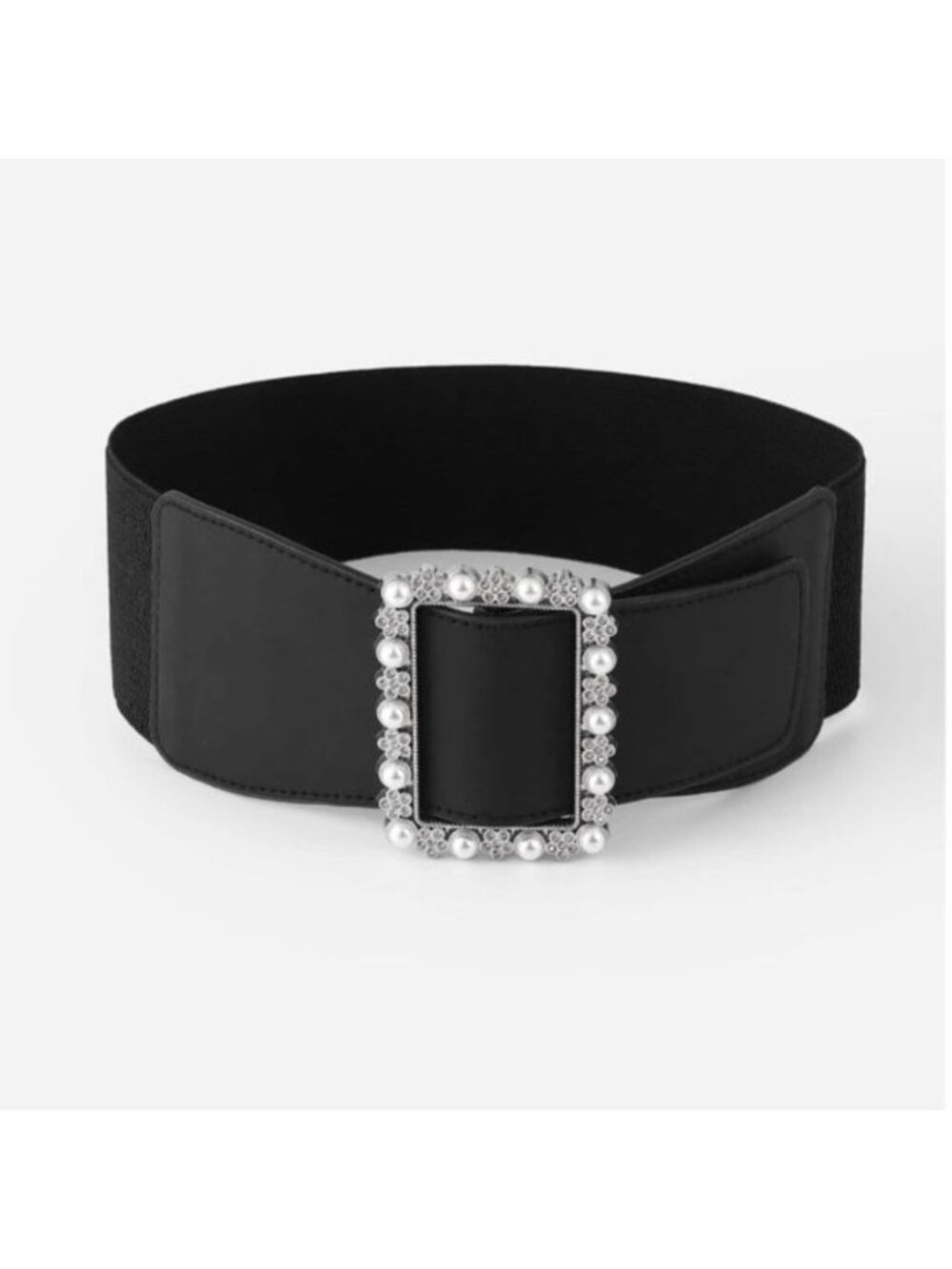 LAST ONE 🔥 Vegan Leather Faux Pearl & Rhinestone Decor Belt